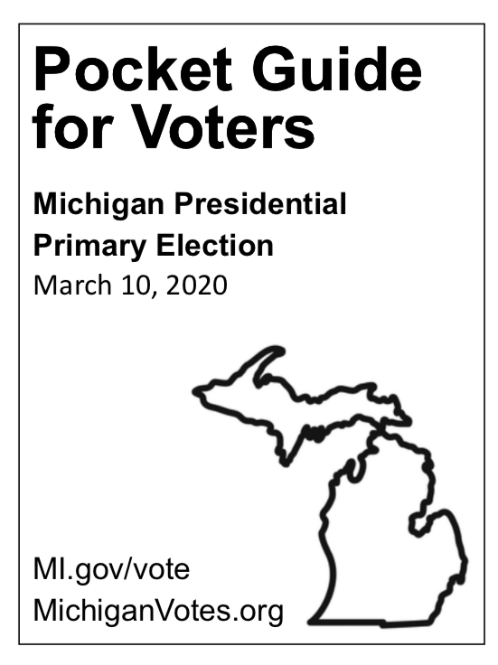 Cover page of Michigan pocket voter guide