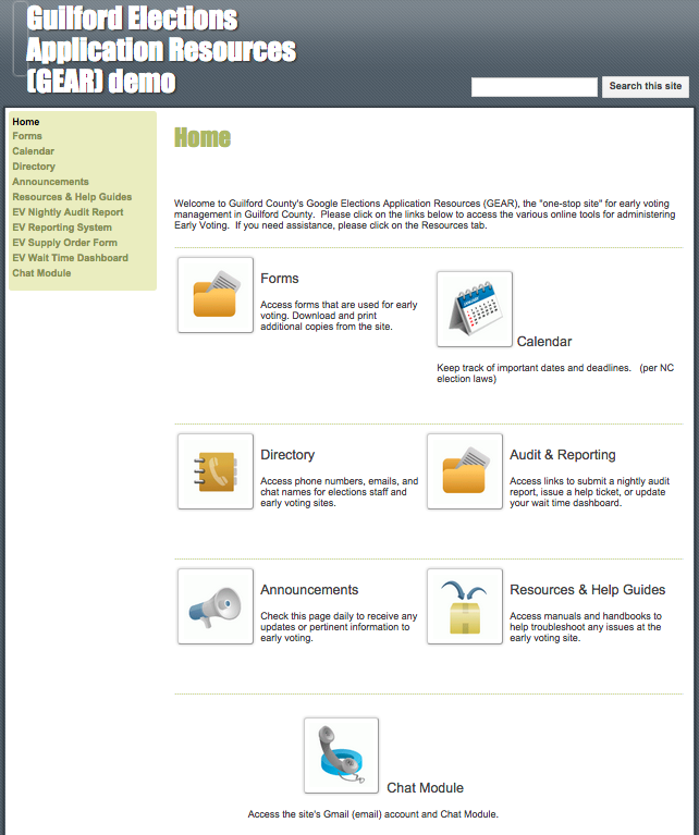 Online portal with resources, calendar, chat module, etc.