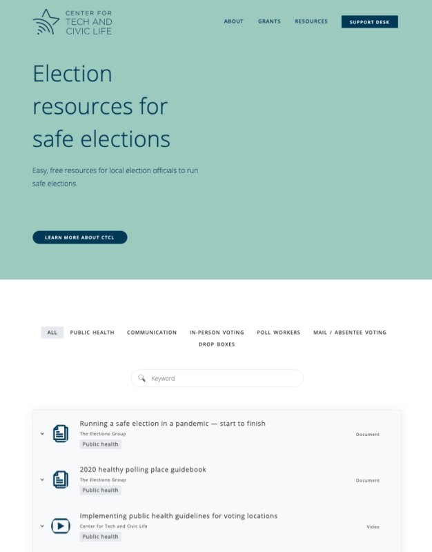 Preview of election resources website