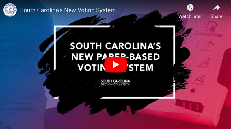 A link to watch a video about South Carolina's new paper-based voting system.