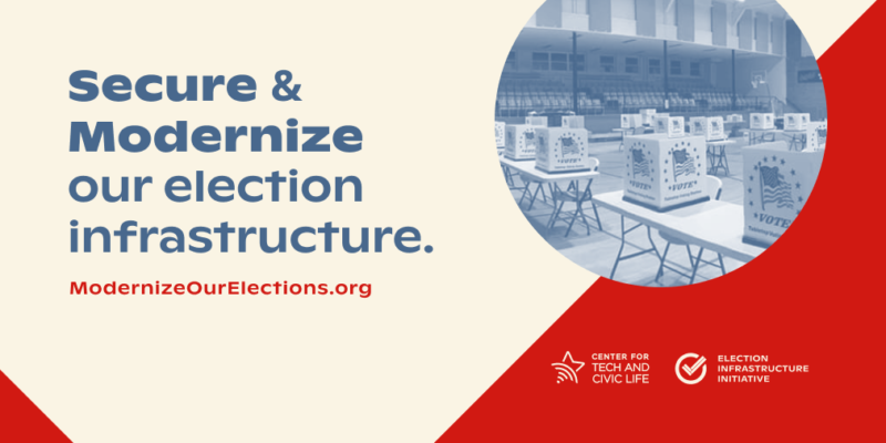 A graphic with text that reads, "Secure & Modernize Election Infrastructure."